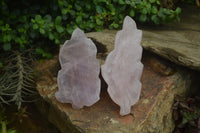 Polished Rose Quartz Leaf Dishes x 2 From Madagascar