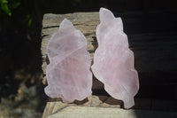 Polished Rose Quartz Leaf Dishes x 2 From Madagascar