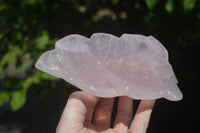 Polished Rose Quartz Leaf Dishes x 2 From Madagascar