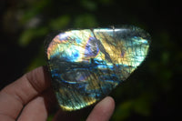 Polished Purple / Sunset Labradorite Standing Free Forms x 3 From Madagascar