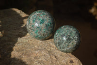 Polished Emerald Mica In Matrix Spheres x 2 From Mutoko, Zimbabwe