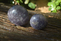 Polished Lepidolite with Pink Rubellite Palm Stones x 24 From Ambatondrazaka, Madagascar