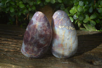 Polished Blue Rose Quartz Standing Free Forms x 2 From Madagascar