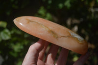 Polished Orange Twist Calcite Standing Free Forms x 2 From Madagascar