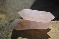 Polished Double Terminated Rose Quartz Points x 6 From Ambatondrazaka, Madagascar