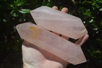 Polished Double Terminated Rose Quartz Points x 6 From Ambatondrazaka, Madagascar