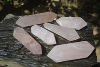 Polished Double Terminated Rose Quartz Points x 6 From Ambatondrazaka, Madagascar