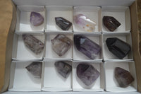 Polished Window Amethyst Quartz Crystals x 12 From Akansobe, Madagascar