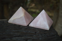 Polished Rose Quartz Pyramids x 3 From Madagascar