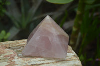 Polished Rose Quartz Pyramids x 3 From Madagascar