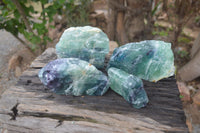 Natural Watermelon Fluorite Cobbed Specimens x 4 From Uis, Namibia