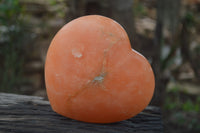 Polished Orange Twist Calcite Gemstone Hearts x 3 From Madagascar