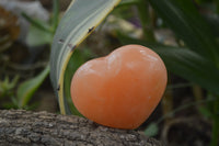 Polished Orange Twist Calcite Gemstone Hearts x 3 From Madagascar