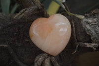 Polished Orange Twist Calcite Gemstone Hearts x 3 From Madagascar