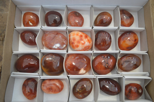 Polished Carnelian Palm Stones x 20 From Madagascar