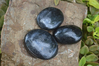 Polished Black Tourmaline Palm Stones x 24 From Madagascar