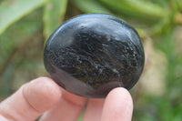 Polished Black Tourmaline Palm Stones x 24 From Madagascar