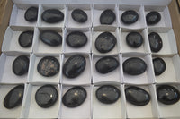 Polished Black Tourmaline Palm Stones x 24 From Madagascar