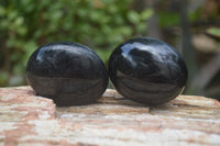 Polished Black Tourmaline Palm Stones x 24 From Madagascar