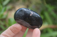 Polished Black Tourmaline Palm Stones x 24 From Madagascar