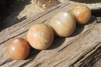 Polished Peach Moonstone Spheres x 4 From Madagascar