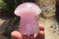 Polished Rose Quartz Mushrooms x 4 From Madagascar