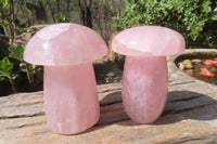 Polished Rose Quartz Mushrooms x 4 From Madagascar