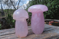 Polished Rose Quartz Mushrooms x 4 From Madagascar