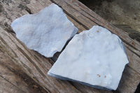 Natural Crystalline Blue Lace Agate Plates x 2 From Namibia