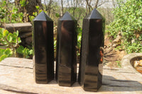 Polished Black Basalt Points x 6 From Madagascar