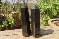 Polished Black Basalt Points x 6 From Madagascar