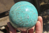 Polished Amazonite Spheres x 2 From Madagascar