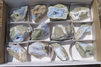 Natural Blue Lace Agate Geode Specimens x 12 From Nsanje, Malawi