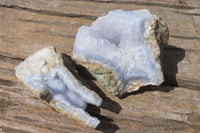 Natural Blue Lace Agate Geode Specimens x 12 From Nsanje, Malawi