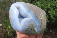 Polished Blue Lace Agate Geode Specimens x 2 From Nsanje, Malawi