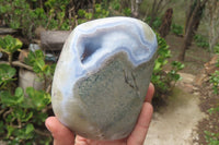 Polished Blue Lace Agate Geode Specimens x 2 From Nsanje, Malawi