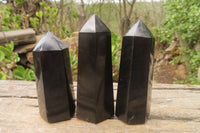 Polished Black Basalt Points x 12 From Antsirabe, Madagascar