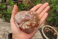 Polished Flower Agate Hearts x 6 From Antsahalova, Madagascar