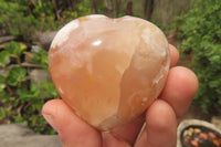 Polished Flower Agate Hearts x 6 From Antsahalova, Madagascar