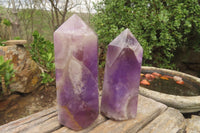 Polished Chevron Amethyst Points x 2 From Madagascar