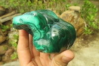 Polished Flower Banded Malachite Free Forms x 3 From Congo