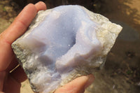 Natural Blue Lace Agate Geode Specimens x 5 From Malawi