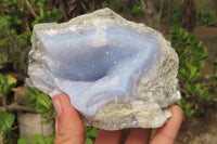 Natural Blue Lace Agate Geode Specimens x 5 From Malawi