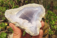 Natural Blue Lace Agate Geode Specimens x 5 From Malawi