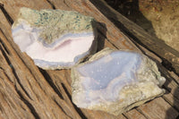 Natural Blue Lace Agate Geode Specimens x 5 From Malawi