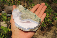 Natural Blue Lace Agate Geode Specimens x 5 From Malawi