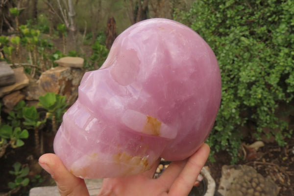 Hand Made Rose Quartz Skull Carving x 1 From Madagascar