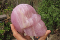 Hand Made Rose Quartz Skull Carving x 1 From Madagascar