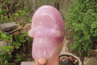 Hand Made Rose Quartz Skull Carving x 1 From Madagascar