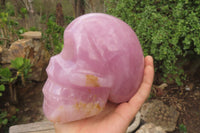 Hand Made Rose Quartz Skull Carving x 1 From Madagascar